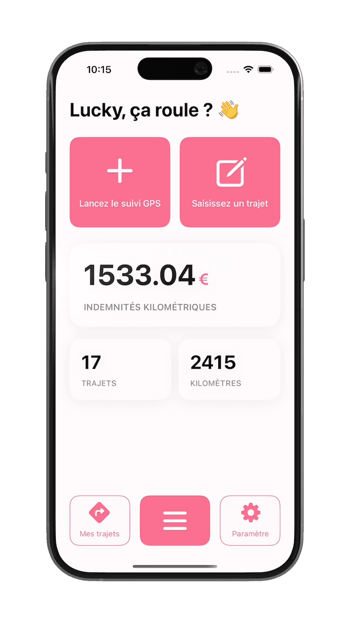 Aperçu de l'application IndIK - Suivi des indemnités kilométriques sur iPhone